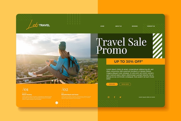 Travel sale landing page with photo