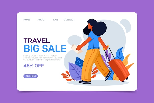 Free Vector travel sale landing page