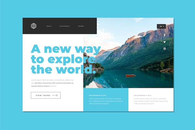 Travel sale with photo landing page