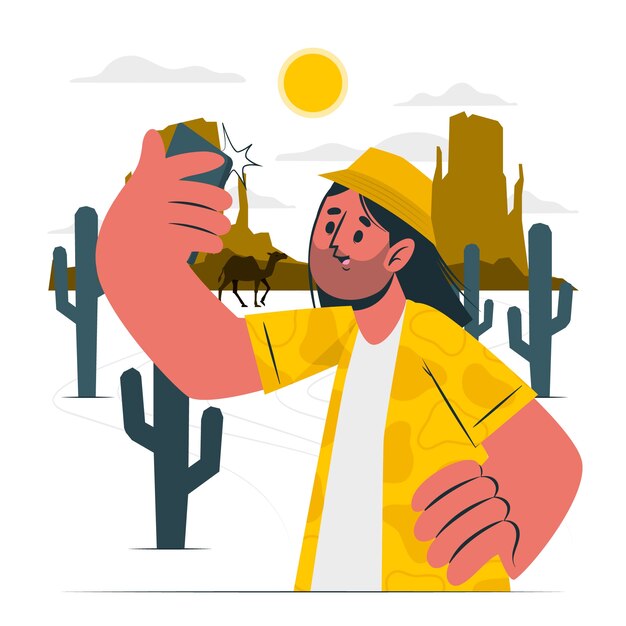 Travel selfie concept illustration