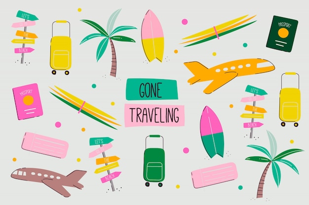 Free Vector travel sticker collection