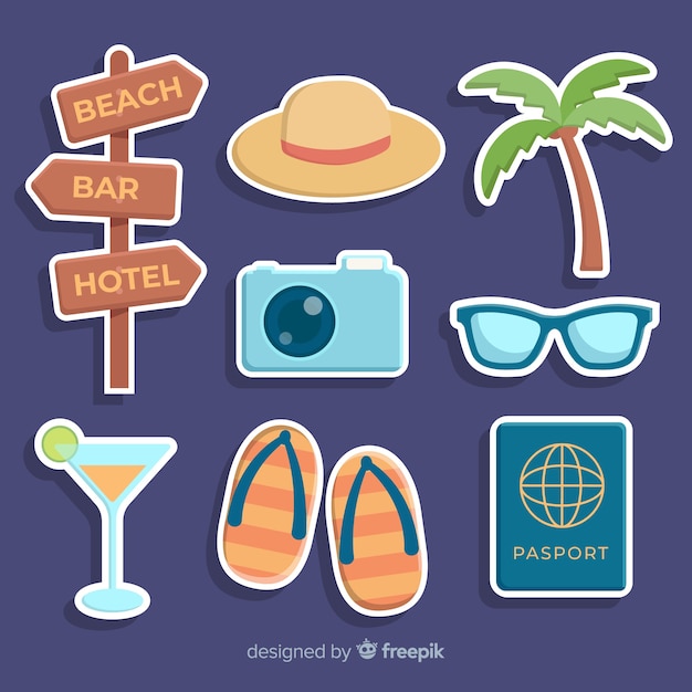 Free vector travel sticker collection