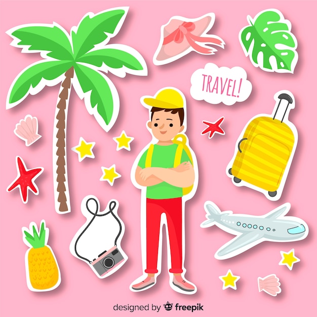 Free vector travel sticker collection