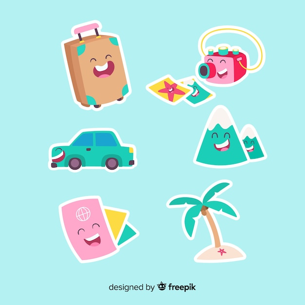 Free Vector travel sticker collection