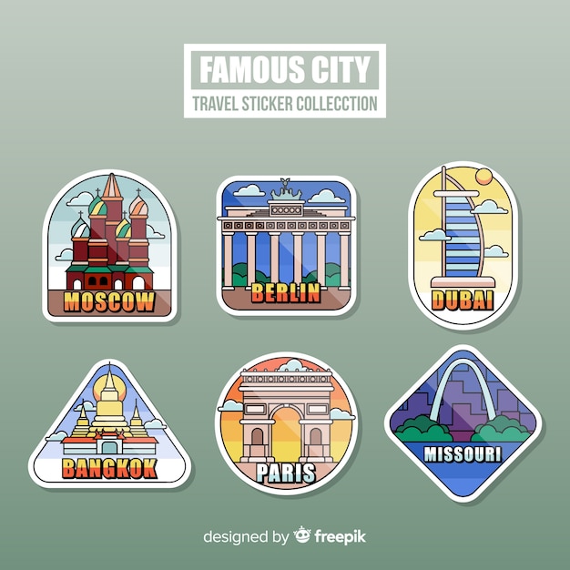 Free vector travel sticker collection