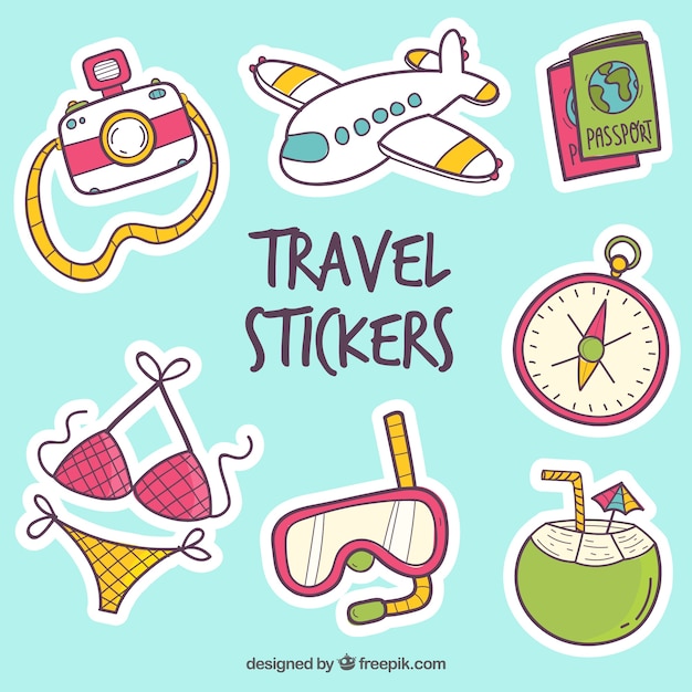 Travel stickers collection with elements