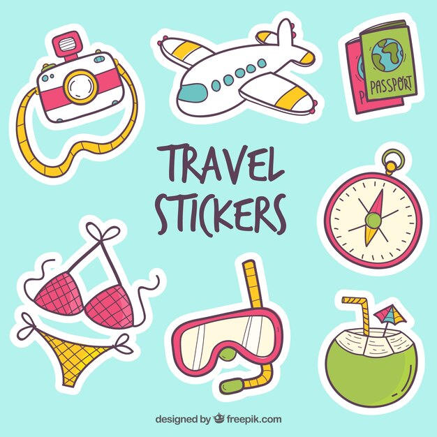 Travel stickers collection with elements