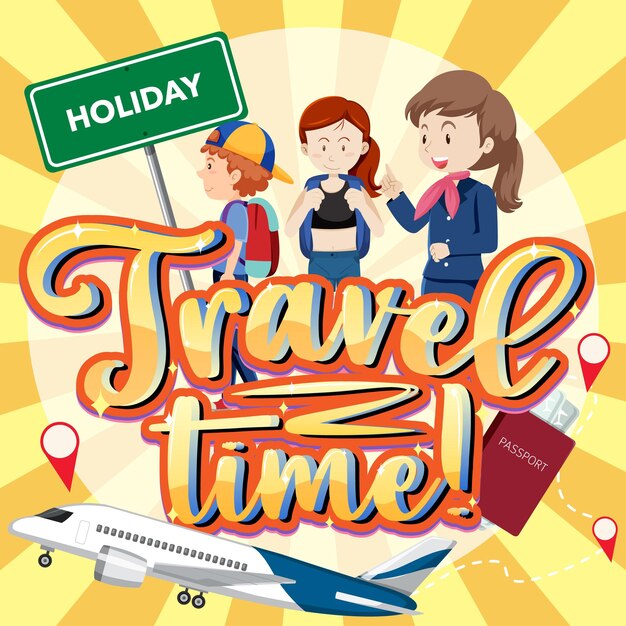 Travel time hand drawn lettering logo