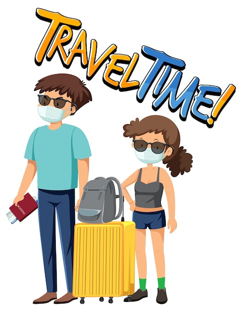 Free Vector travel time typography design with couple