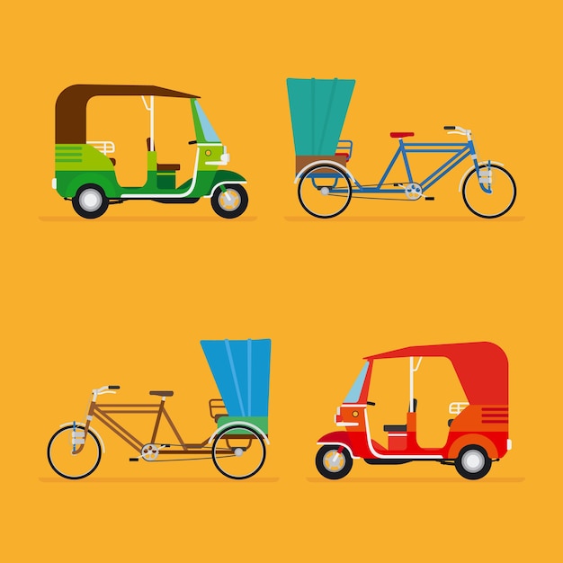 Free Vector travel transport taxi, tourism and vehicle set