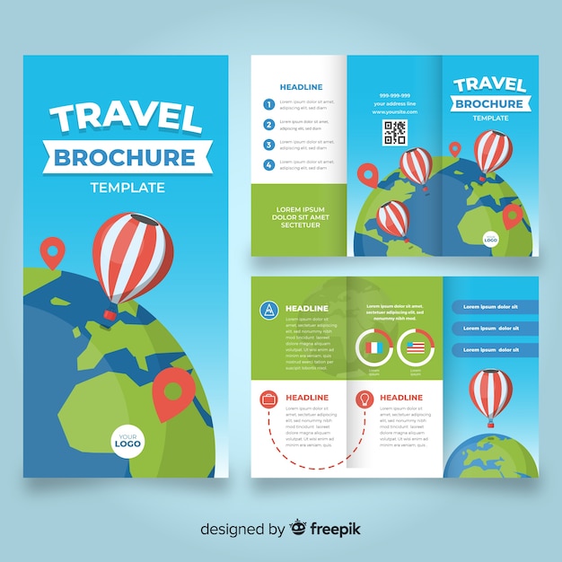 Free vector travel trifold brochure template