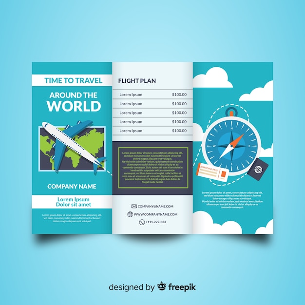 Free vector travel trifold brochure