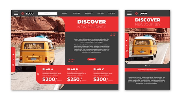 Free Vector travel website landing page