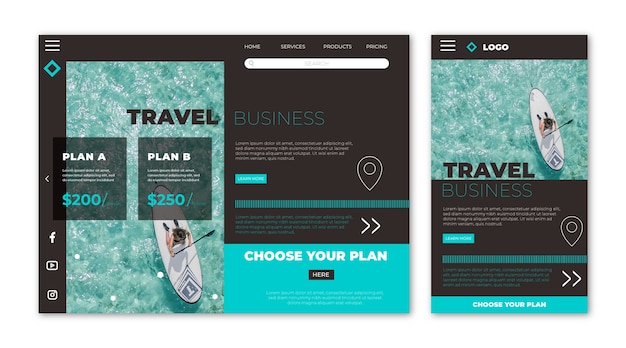 Travel website landing page