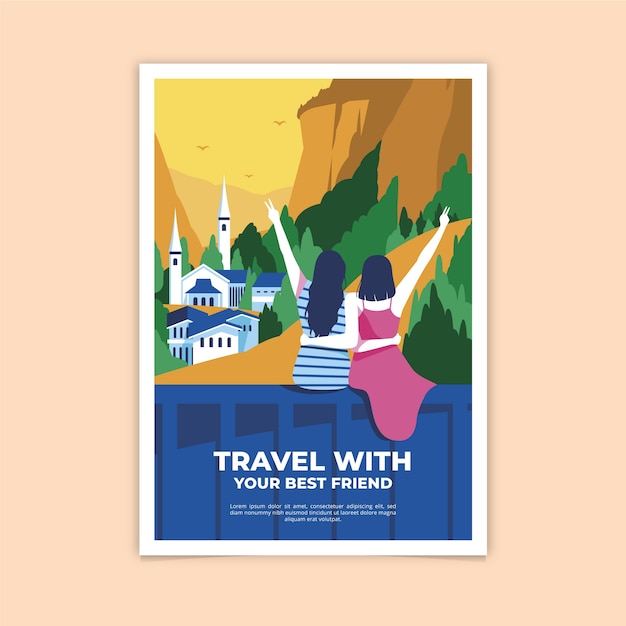 Free vector travel with your best friend poster