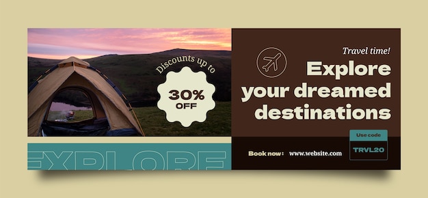 Free Vector traveling adventure facebook cover template