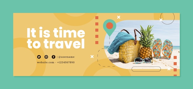 Free Vector traveling adventure facebook cover template