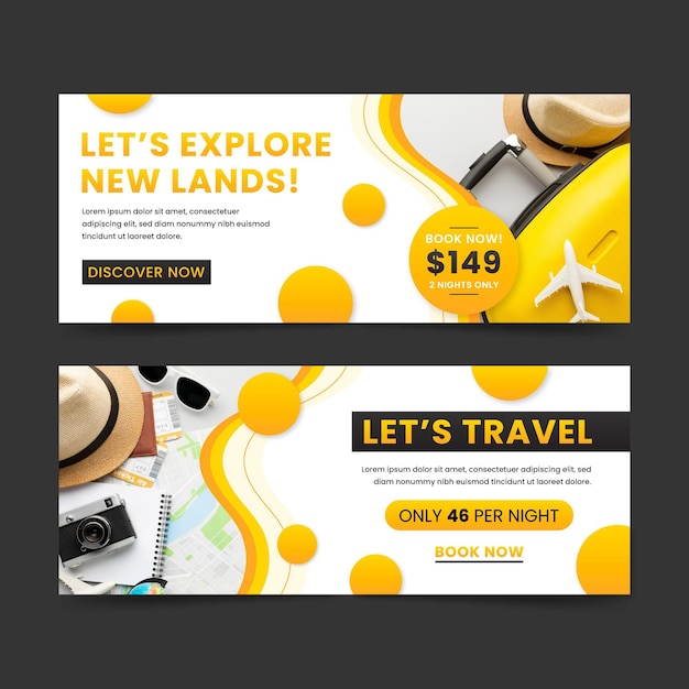 Traveling banners design set