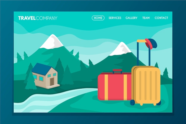 Free Vector travelling landing page with illustration