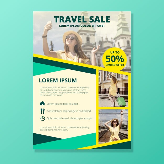 Travelling sales poster template with photo