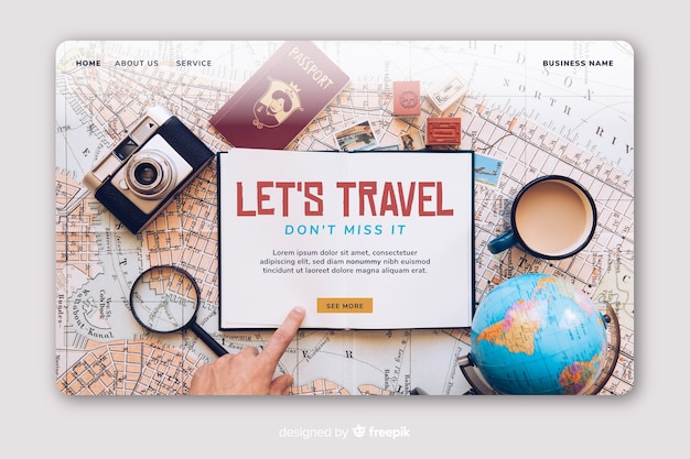 Travil landing page with photo