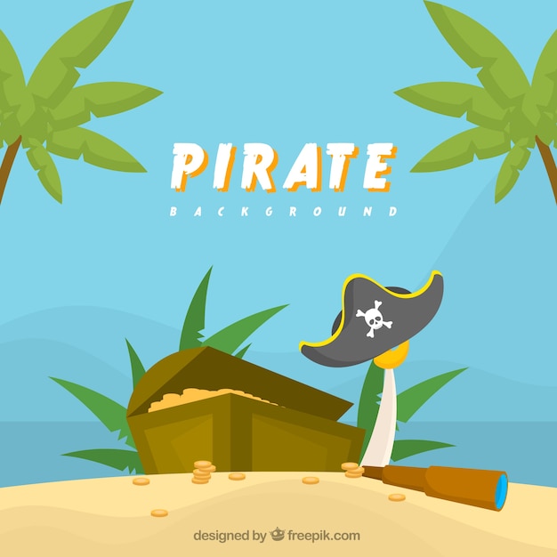 Free Vector treasure background on pirate island