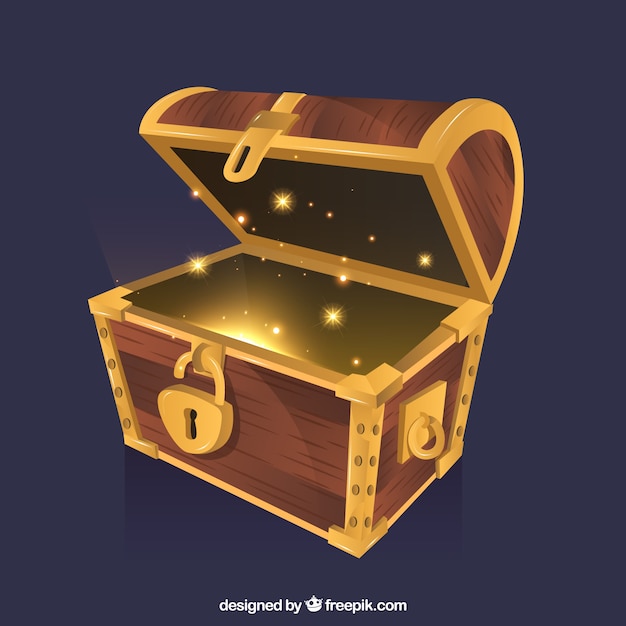 Treasure box background with gold and diamonds