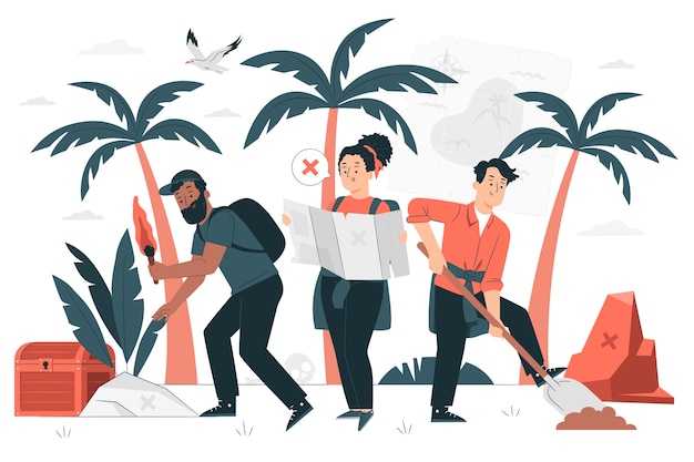 Free Vector treasure hunt concept illustration