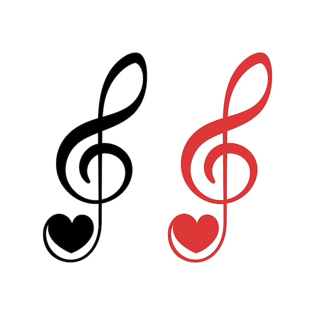 Free vector treble clef music note with heart