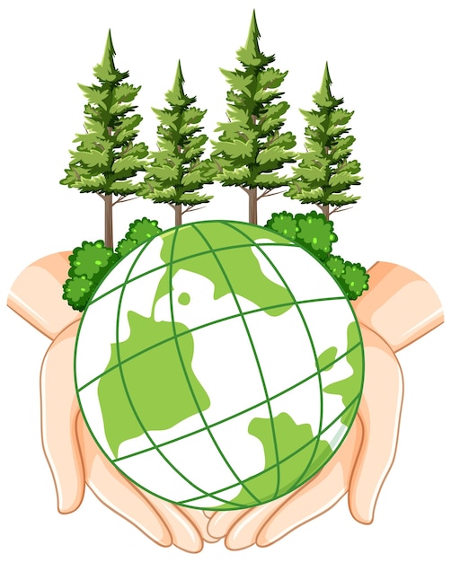 Free Vector tree forest on globe vector