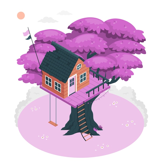 Free Vector tree house concept illustration