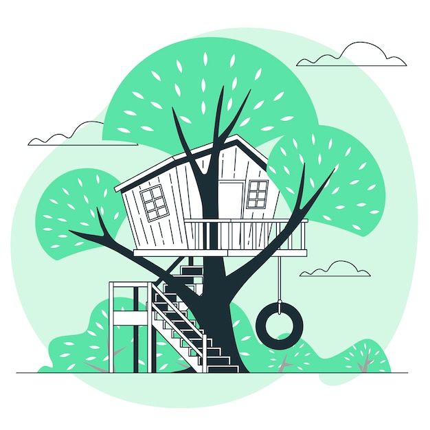 Free Vector tree house concept illustration