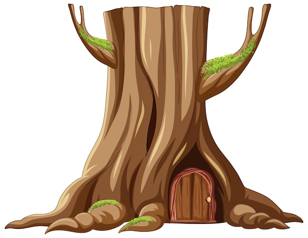 Free vector tree house inside the tree trunk