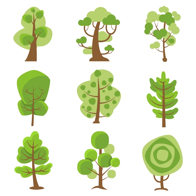 Tree Logo Cartoon Decorative Icons 