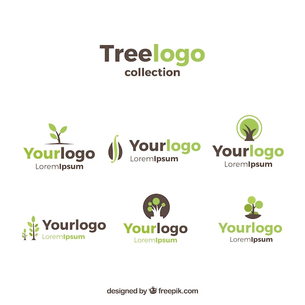 Free Vector tree logos collection in flat style