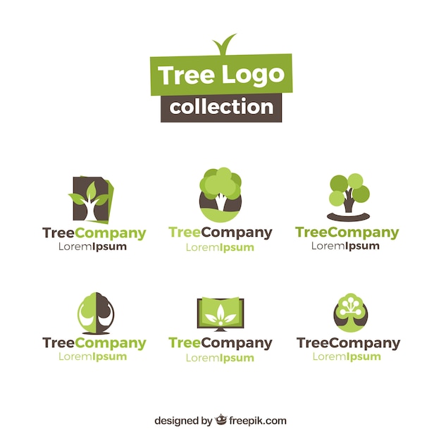 Free Vector tree logos collection in flat style