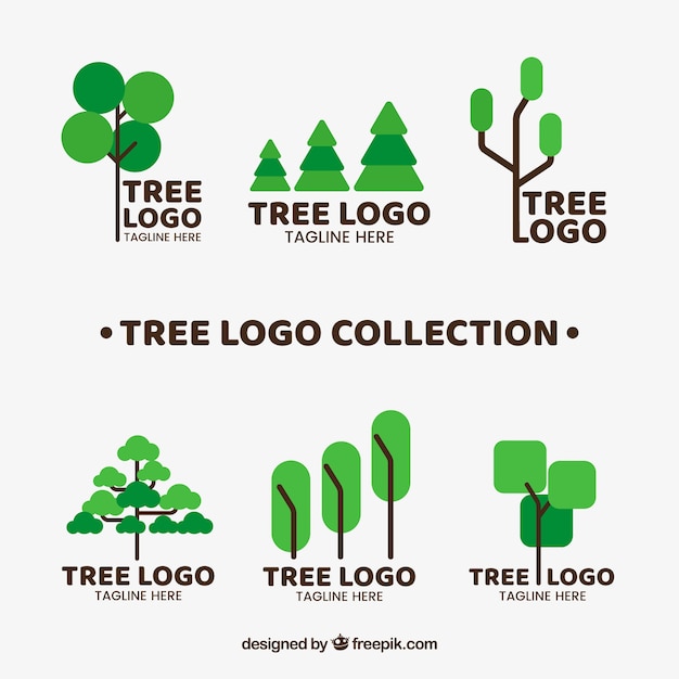 Free Vector tree logos collection in flat style