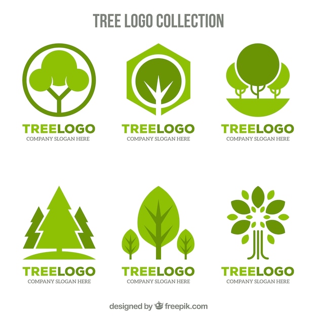 Free Vector tree logos collection in flat style