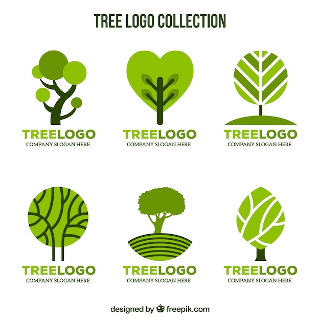 Free Vector tree logos collection in flat style