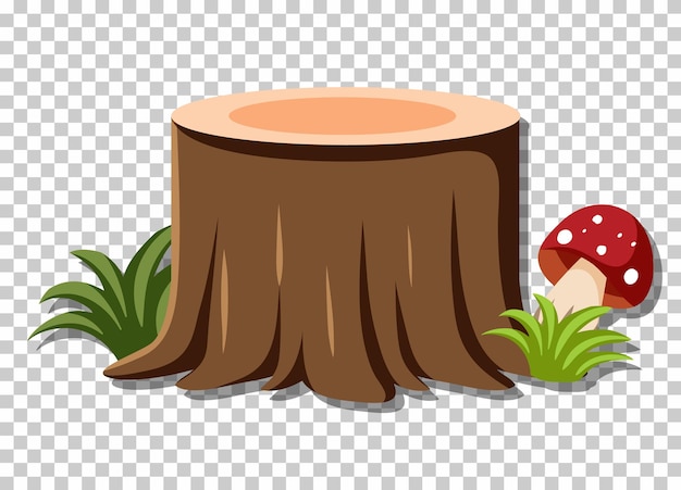 Free vector tree stump isolated on grid background