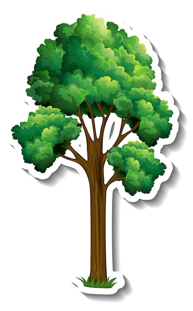 Free Vector a tree with green leaves sticker on white background