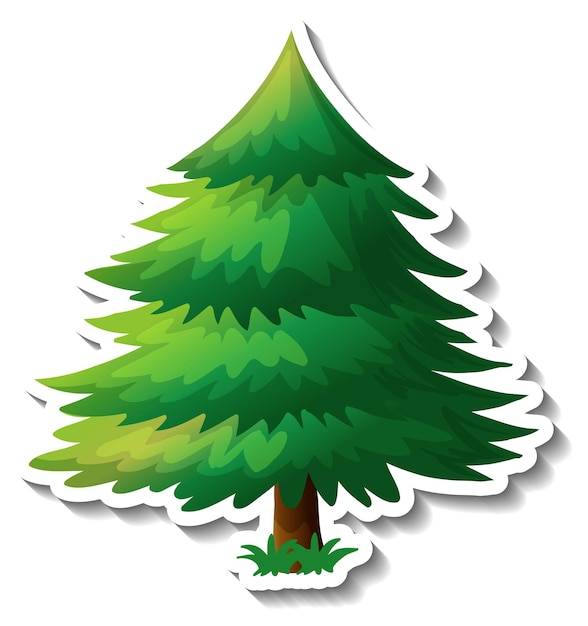 A tree with green leaves sticker on white background