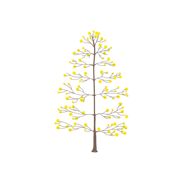 Free vector tree with yellow round leaves vector