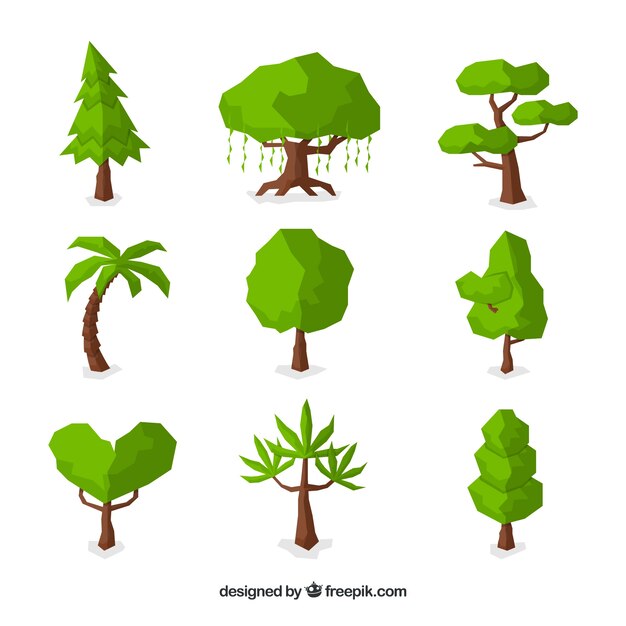 Trees collection in flat style