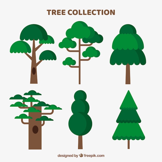 Free Vector trees collection in flat style