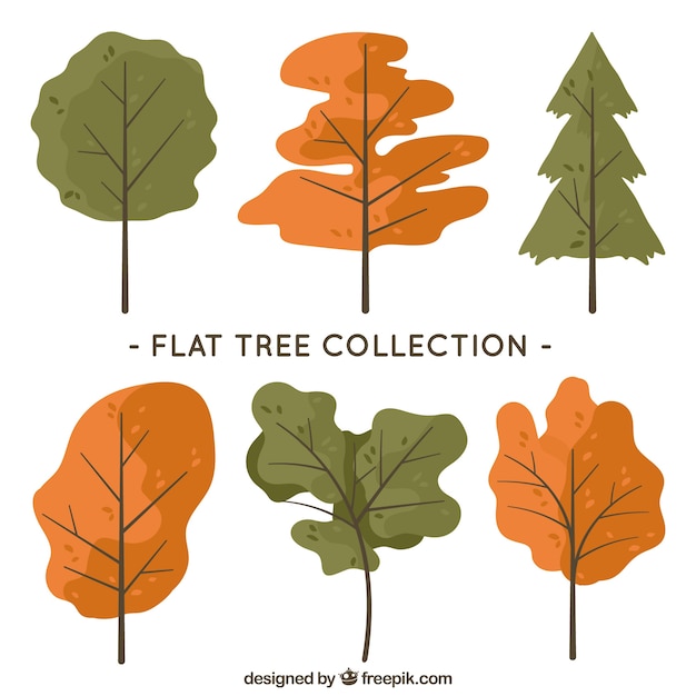 Free vector trees collection in flat style