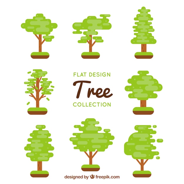 Free Vector trees collection in flat syle