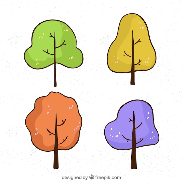 Free vector trees collection in hand drawn style