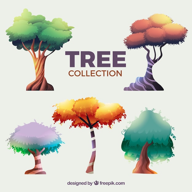 Free Vector trees collection in realistic style