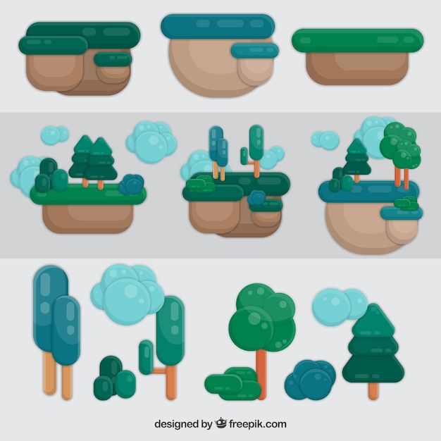 Free Vector trees and land collection